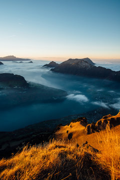 Sunset panorama from Fronalpstock