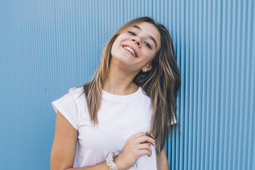 pretty girl on beautiful wall