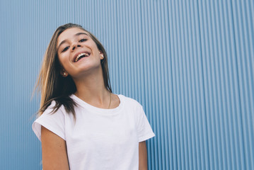 pretty girl on beautiful wall