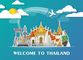 Thailand Landmark Global Travel And Journey paper background. Vector Design Template.used for your advertisement, book, banner, template, travel business or presentation