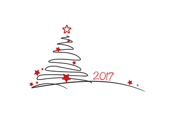 Weihnachtsbaum Zeichnung - geschwungene Linie - 2017