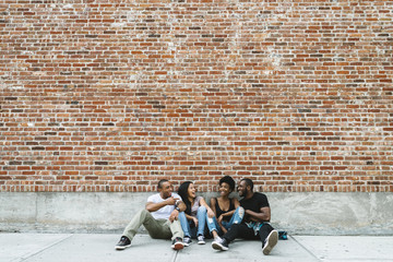Group of friends having fun outdoors
