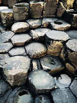 Hexagonal stone columns at Giants Causeway, Ireland