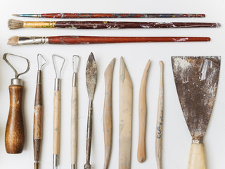Clay with tools