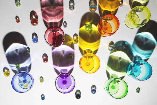 Colourful marbles and glasses...