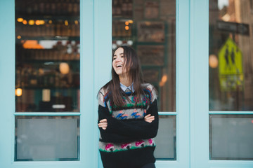 Beautiful young woman in the city