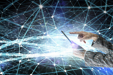 Social networking connection. Mixed media