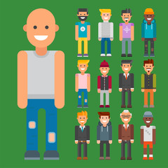 Group of men portrait different nationality friendship character team happy people young guy person vector illustration.