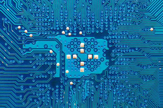 Blue printed circuit board macro - Powered by Adobe