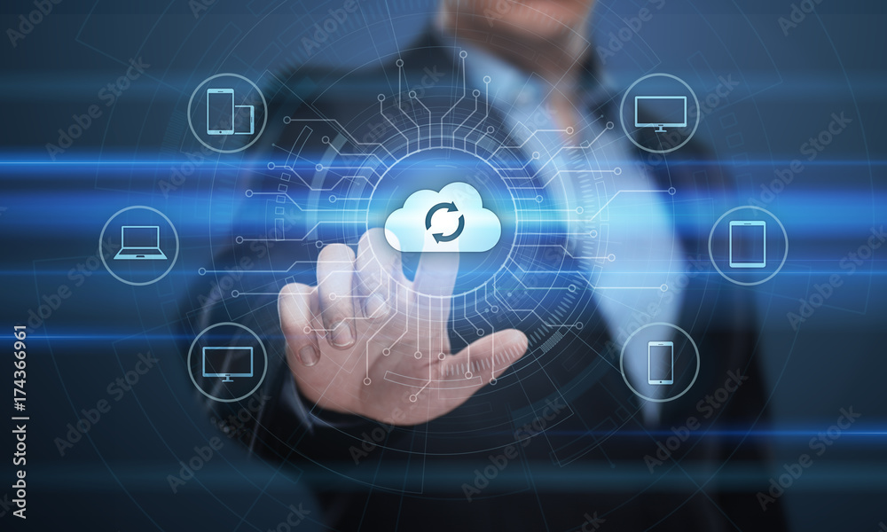 Wall mural cloud computing technology internet storage network concept