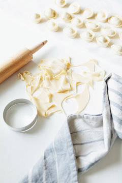 Meat dumplings in cooking process