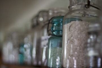 Jars on shelf