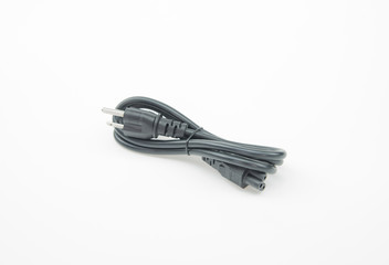 computer cable power on white background