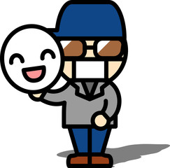 笑顔の仮面を持った不審な人物