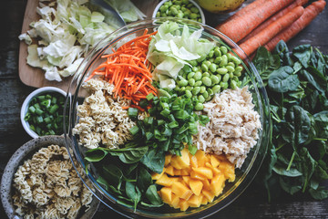 Asian chicken mango edamame salad