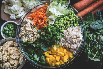 Asian chicken mango edamame salad