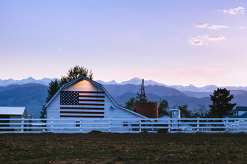 American flag barn, Colorado, USA