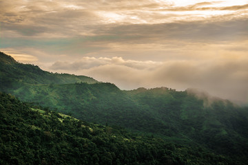 Obraz na płótnie Canvas Landscape image view of fog and Mountain ,Thailand