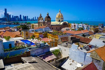 Foto op Aluminium Oude binnenstad van Cartagena in Colombia over daken - UNESCO-werelderfgoed © Jordan