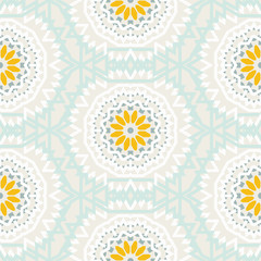 Bohemian pattern with big abstract flowers