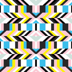 Pattern with stripe, chevron, geometric shapes