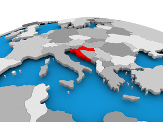 Croatia on political globe