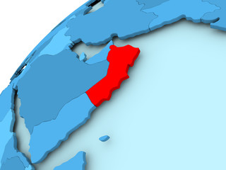 Oman on blue globe