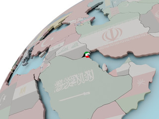 Fototapeta na wymiar Map of Kuwait with flag