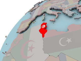 Map of Tunisia with flag