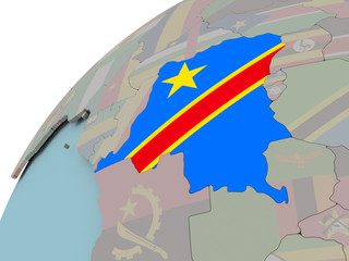 Map of Democratic Republic of Congo with flag