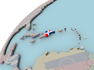 Map of Dominican Republic with flag