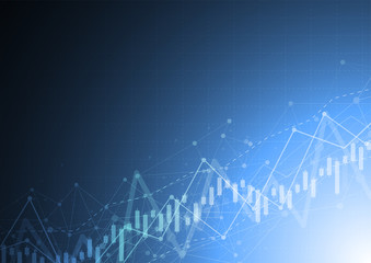 Fototapeta premium Business candle stick graph chart of stock market investment trading on background design. Bullish point, Trend of graph. Vector illustration