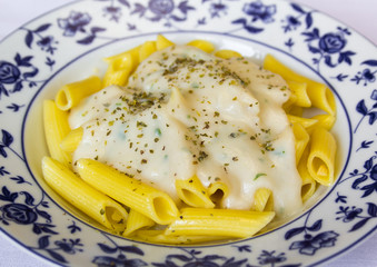 Healthy penne pasta with light sauce