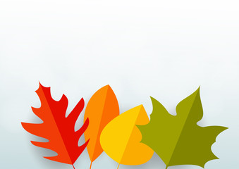 Paper art of Autumn leaves falling background. Vector illustration