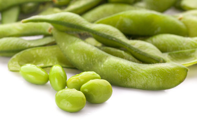 Fresh peas isolated on white background