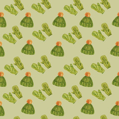 Watercolor warm clothes pattern