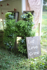 Wedding Decor, Wooden Letter H with Plants and Succulents and Let Love Grow wood sign