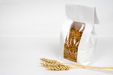 vegetarian organic food, wheat grain and ears