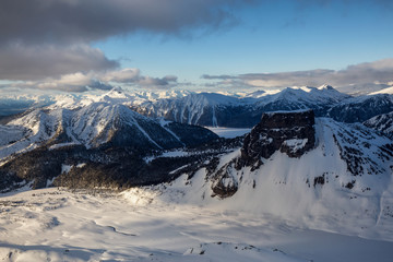 Table Mountain with Garibaldi Lake in the Background from an aerial perspective. Picture taken near Whistler, British Columbia, Canada.