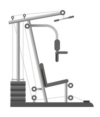 Gym or fitness sport club equipment trainer machine weight bench vector icon