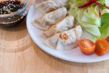 Gyoza or dumplings. (Japanese food, Chinese food)