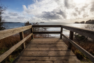 Fototapeta premium Beautiful Ocean View on Pacific Coast. Picture taken on the beach near Tofino, Vancouver Island, British Columbia, Canada.