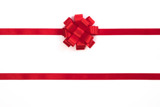 Christmas Bow Red Color Isolated On White Background