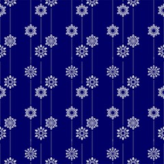 frozen crystal Snowflake basic vertical line seamless pattern texture background vector in white and blue or Porcelain tone