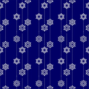 frozen crystal Snowflake basic vertical line seamless pattern texture background vector in white and blue or Porcelain tone