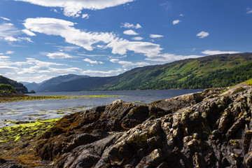 Fototapeta na wymiar Gorgeous landscape of where the three sea loch's mean near Dornie and Eilean Donan Castle