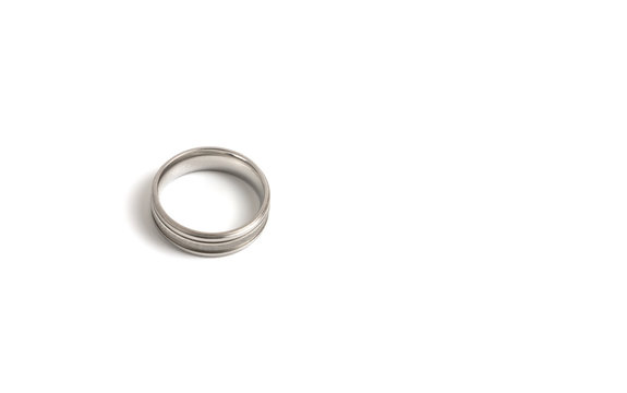 Old silver ring of men on isolated white background, copy space