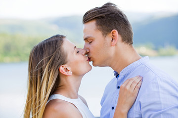 Young couple cuddling