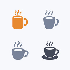 Coffee Mugs & Cups - Carbon Icons. A set of 4 professional, pixel-aligned icons designed on a 32 x 32 pixel grid.