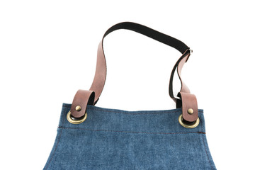 Blue jeans apron on a white background.